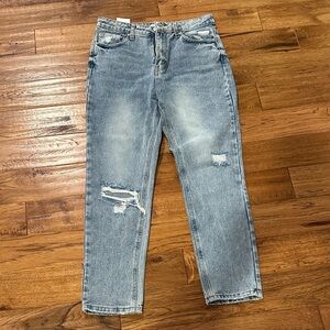 High Rise Distressed Blue Jeans